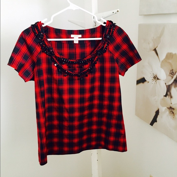 J. Crew Tops - J. Crew Plaid Silk Top