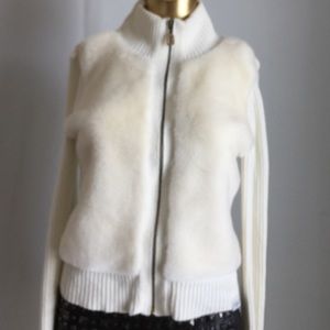 White faux fur trim jacket