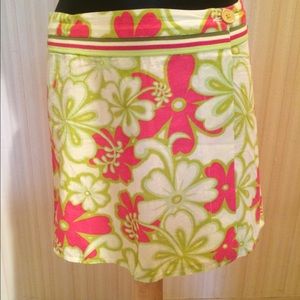 Bright Floral Print Mini Wrap Front Skirt