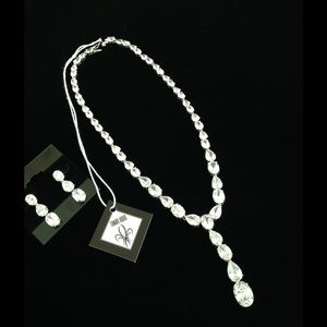 Necklace and Earring CZ Rhodium Plated Set