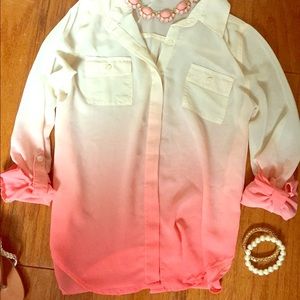 Papaya ombré sheer top