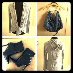 Blue gray versatile long sleeve top!