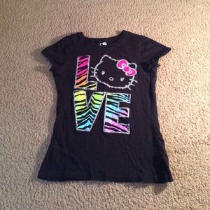 Girls Black Hello Kitty Short-sleeved Shirt