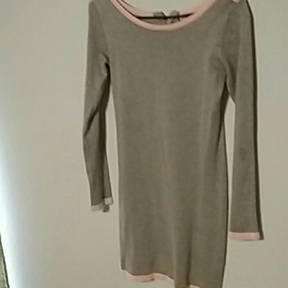 Gray and pink long sleeve dress