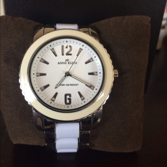 Anne Klein silver & white watch