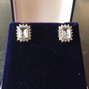 Aquamarine earrings & cubic zirc to match necklace