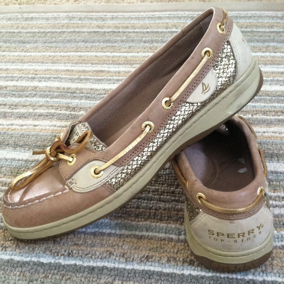 Gold and fawn Sperry Top-Sider