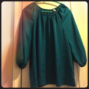 Teal 3/4 length sleeve blouse