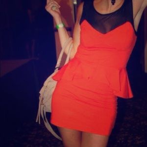 ✂️price cut! Bebe orange/coral peplum dress