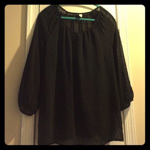 Sheer black Swiss dot blouse