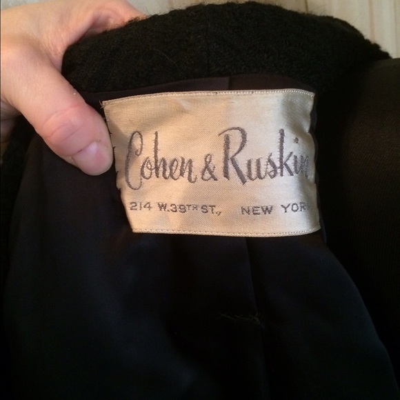 Vintage 1950s Immaculate Black Wool and Fur Coat - Picture 4 of 4