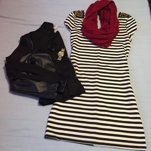 Bodycon black and white dress💄