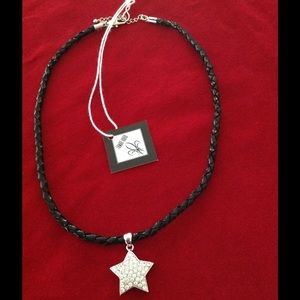 Necklace Crystal Star Pendant on Leather Rope