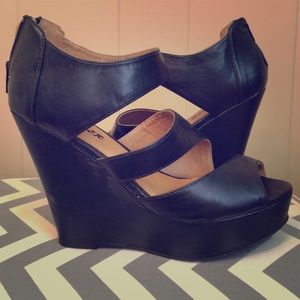 Black high wedges
