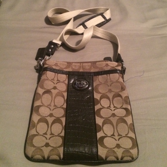 Brown and khaki Coach cross body bag - Picture 1 of 4