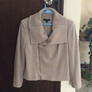 Ann Taylor Beige Jacket blazer with gold zipper