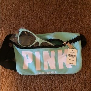 PINK fanny pack and sunglasses