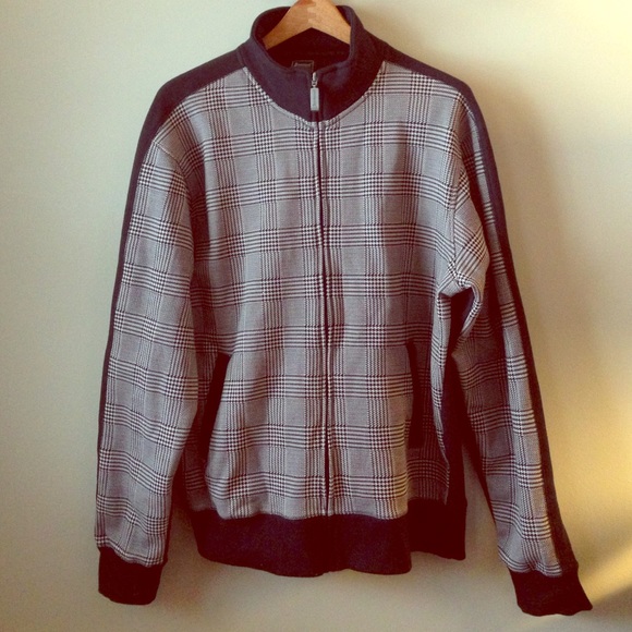 Irreverent Other - Mens Zip-Up Houndstooth Sweatshirt/Sweater