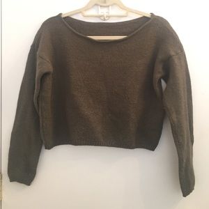 Brandy Melville Cropped Olive Green Sweater