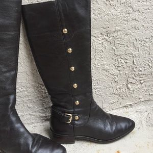 Michael Kors gold and dark brown riding boots