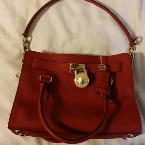 Michael Kors Red Saffiano Medium Hamilton