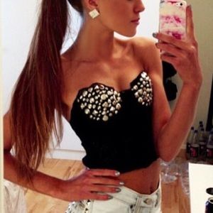 Runway Dreamz silver studded black bustier