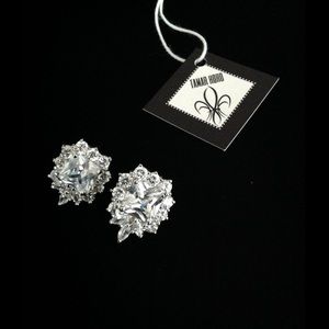 Earrings pierced CZ Rhodium Plated