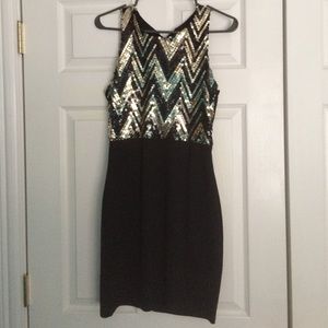 Black and Gold Sequin Dress