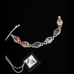 CZ Bracelet Rhdoium Plated 7" Long Brilliant!