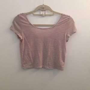 American Eagle Red and White Striped Crop Top