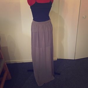 Grey slitted skirt