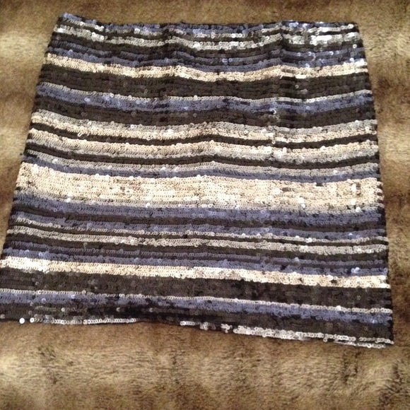 Aqua Blue, Black and Silver Sequin Skirt