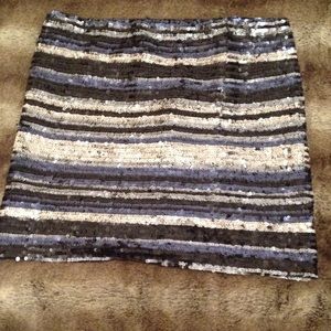 Aqua Blue, Black and Silver Sequin Skirt