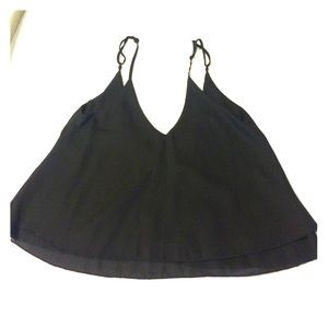 Tobi Black Flow Top, Open Back