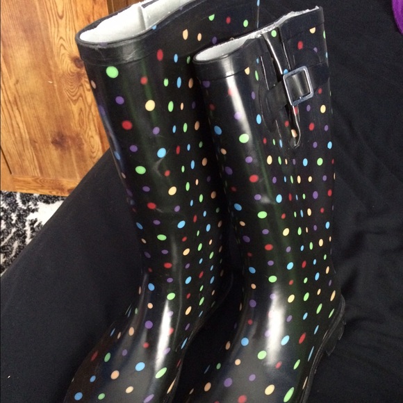 polka dot rubber rain boots