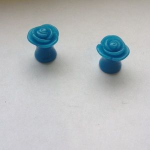 Flower gauges double flared earrings