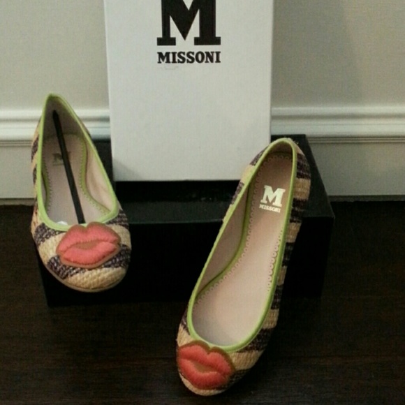M missoni kiss raffia ballerina flat