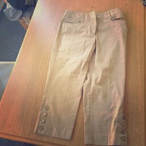 High waisted tan capris