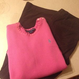 Ralph Lauren button shoulder hot pink sweater