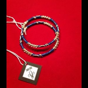 Bracelets Navy Enamel and gold plated bangles