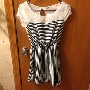 Black and white striped dress