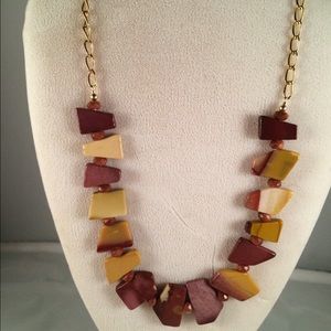 Unique stone necklace in Wine/ Mustard colors.