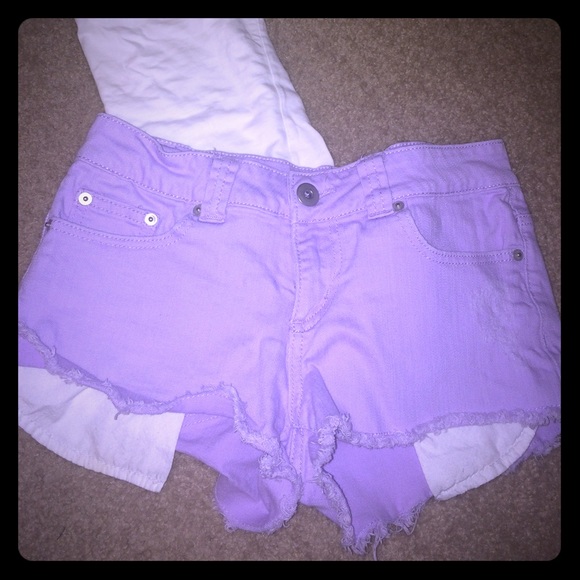 Purple Denim Cutoff Shorts