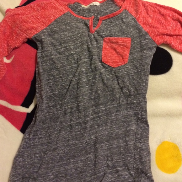 Red & Gray Shirt 3/4 Sleeve