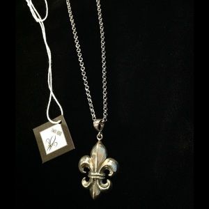 Necklace with Sterling Silver Fleur DeLis Pendant.