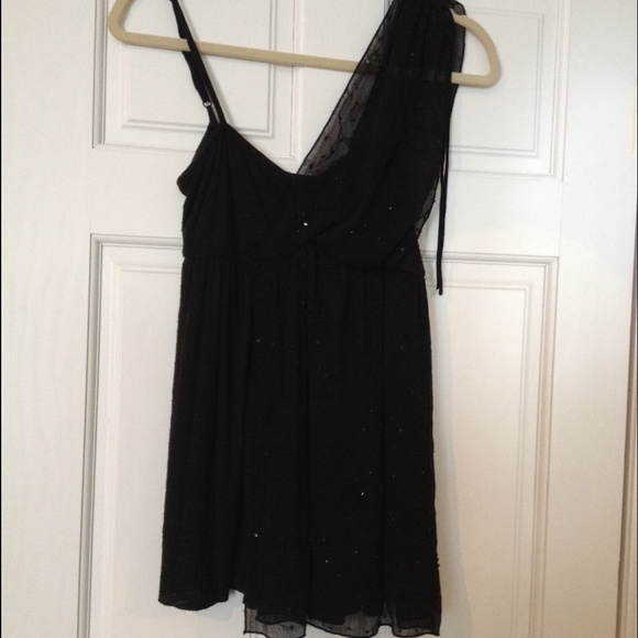 FREE PEOPLE Black Beaded Chiffon Baby Doll Tank - Picture 2 of 4