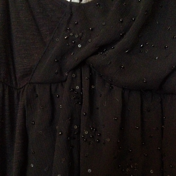 FREE PEOPLE Black Beaded Chiffon Baby Doll Tank - Picture 3 of 4