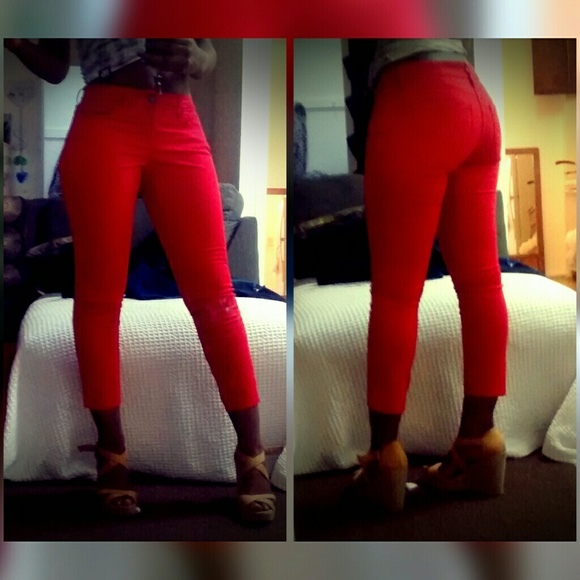 Skinny, Red Ann Taylor ankle curve skinny Jean