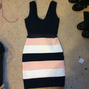 blue and pink tight dress