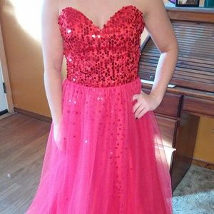 Red sequin prom dress